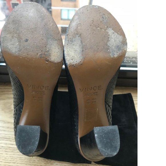 Vince Black Python Embossed Leather and Suede Boots/Booties - Picture 9 of 11